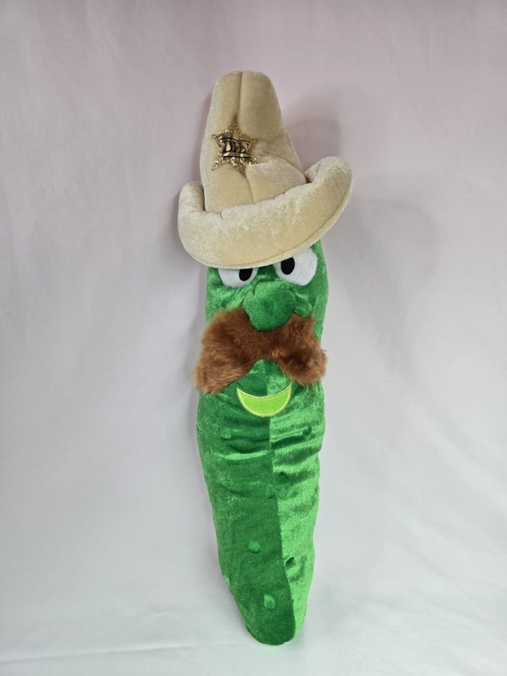 Veggietales Bootleg Large Plush “Sheriff Dill Pickle” Green SixFlags Larry 22"